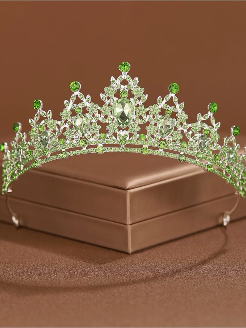 Green Crystal Tiara Crown - Women's Accessories
